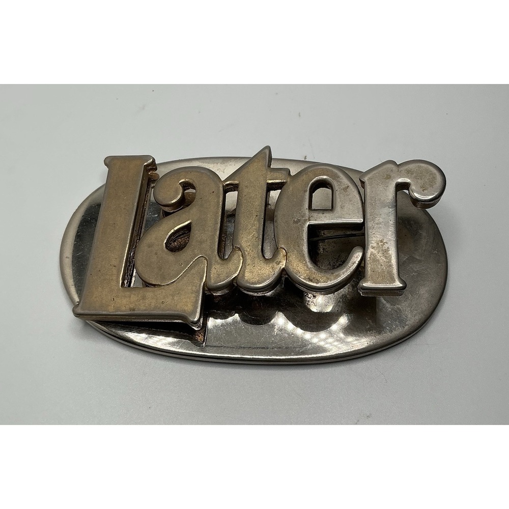 Solid Brass Vintage Memo Clip LATER Desk Set Paper Weight Clip